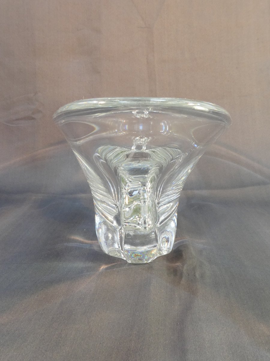 Large Crystal Fruit Bowl Signed Daum France-photo-2