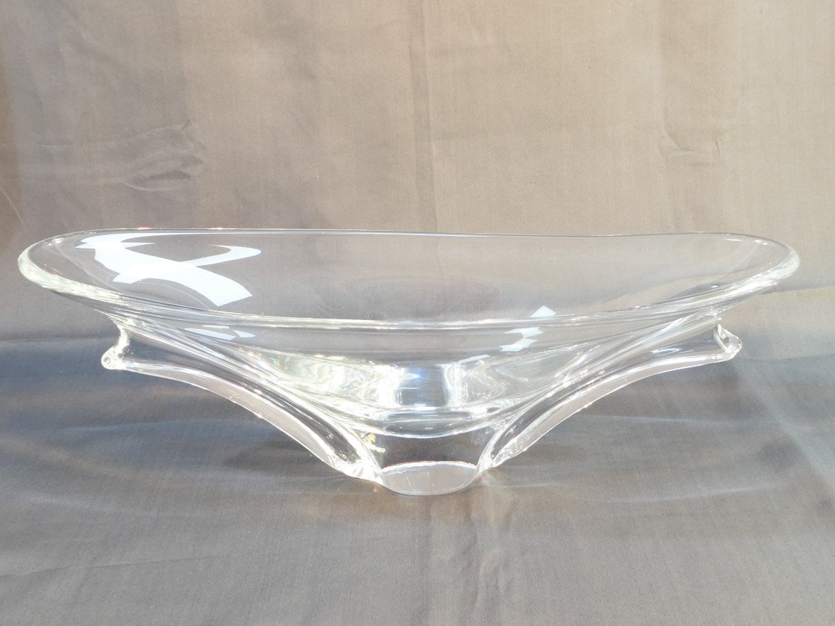 Large Crystal Fruit Bowl Signed Daum France