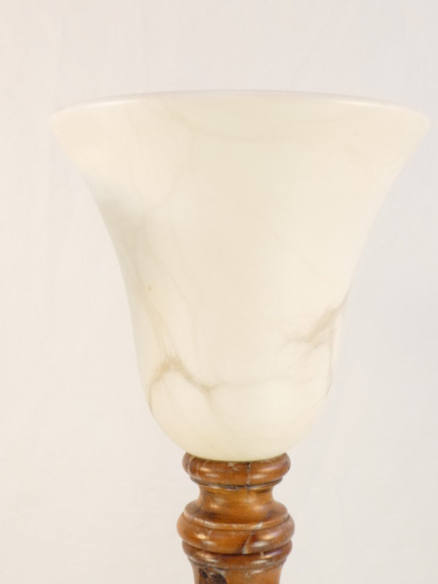 Pair Of Vintage Lamps In Natural Stone And Alabaster Pegasam Style-photo-3