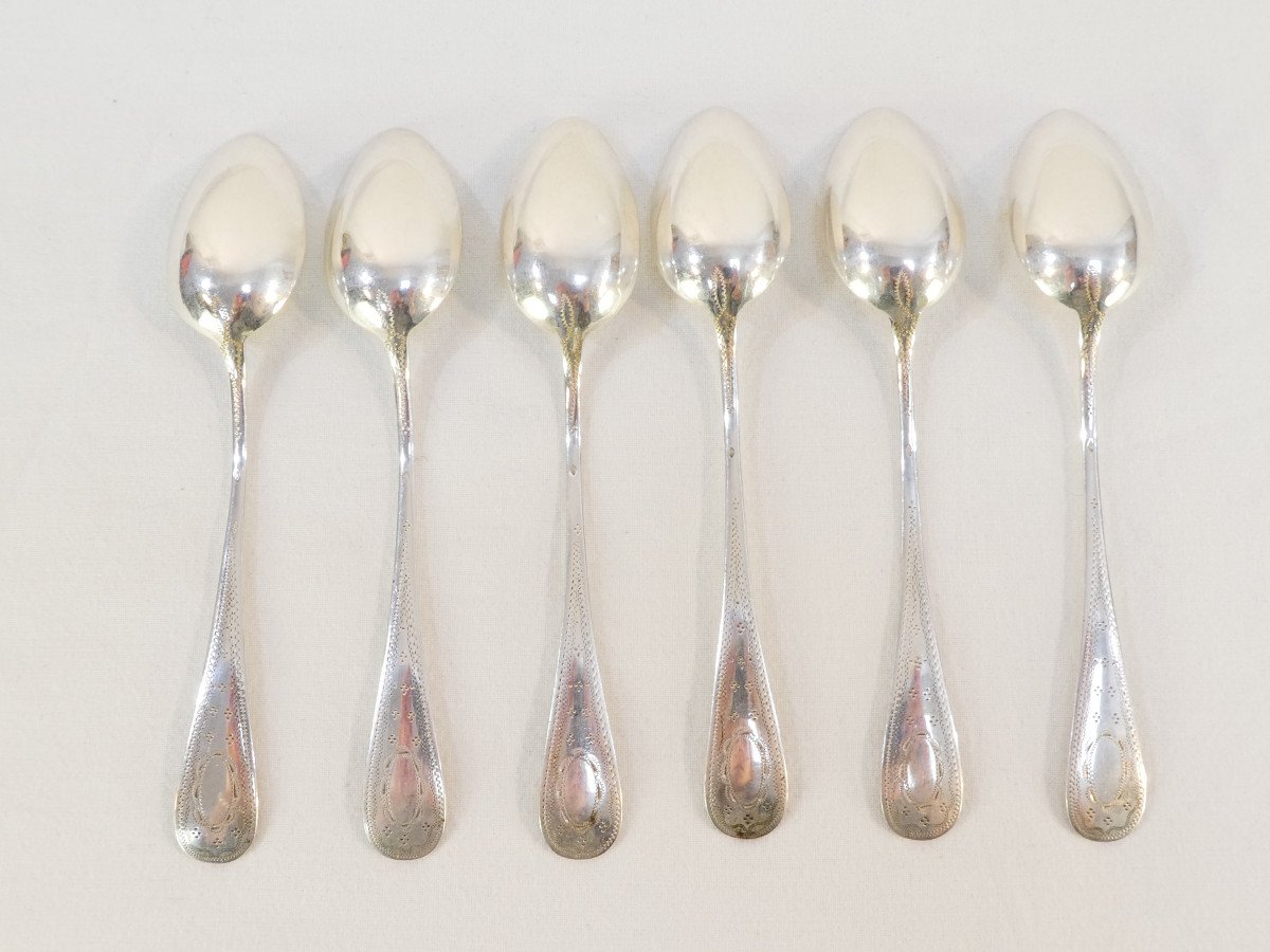 Box Of 6 Small Solid Silver Coffee Spoons-photo-3