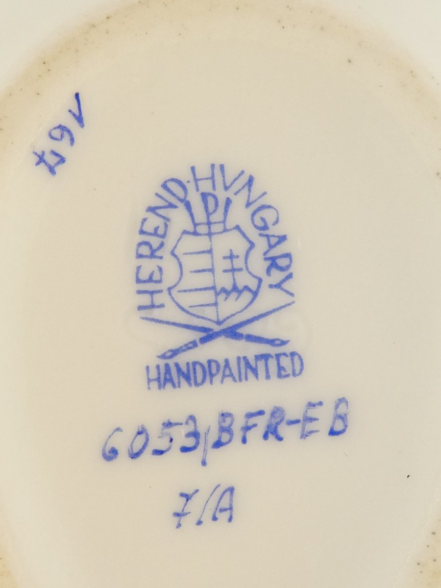 Fancy Box Egg Lying Candy Box Herend Hungary Bfr-eb Bouquet Of Fruits Blue-photo-6