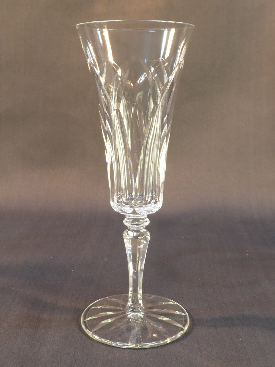 Saint-louis Crystal 9 Champagne Flutes Camargue Model 18.5 Cm-photo-3