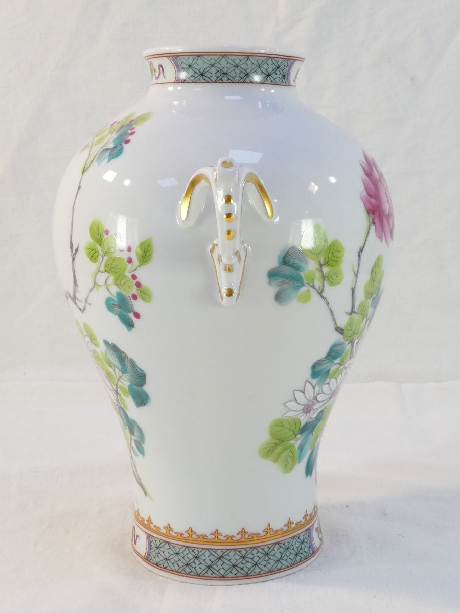 Haviland Limoges Porcelain Vase With Japanese Floral Decor-photo-1