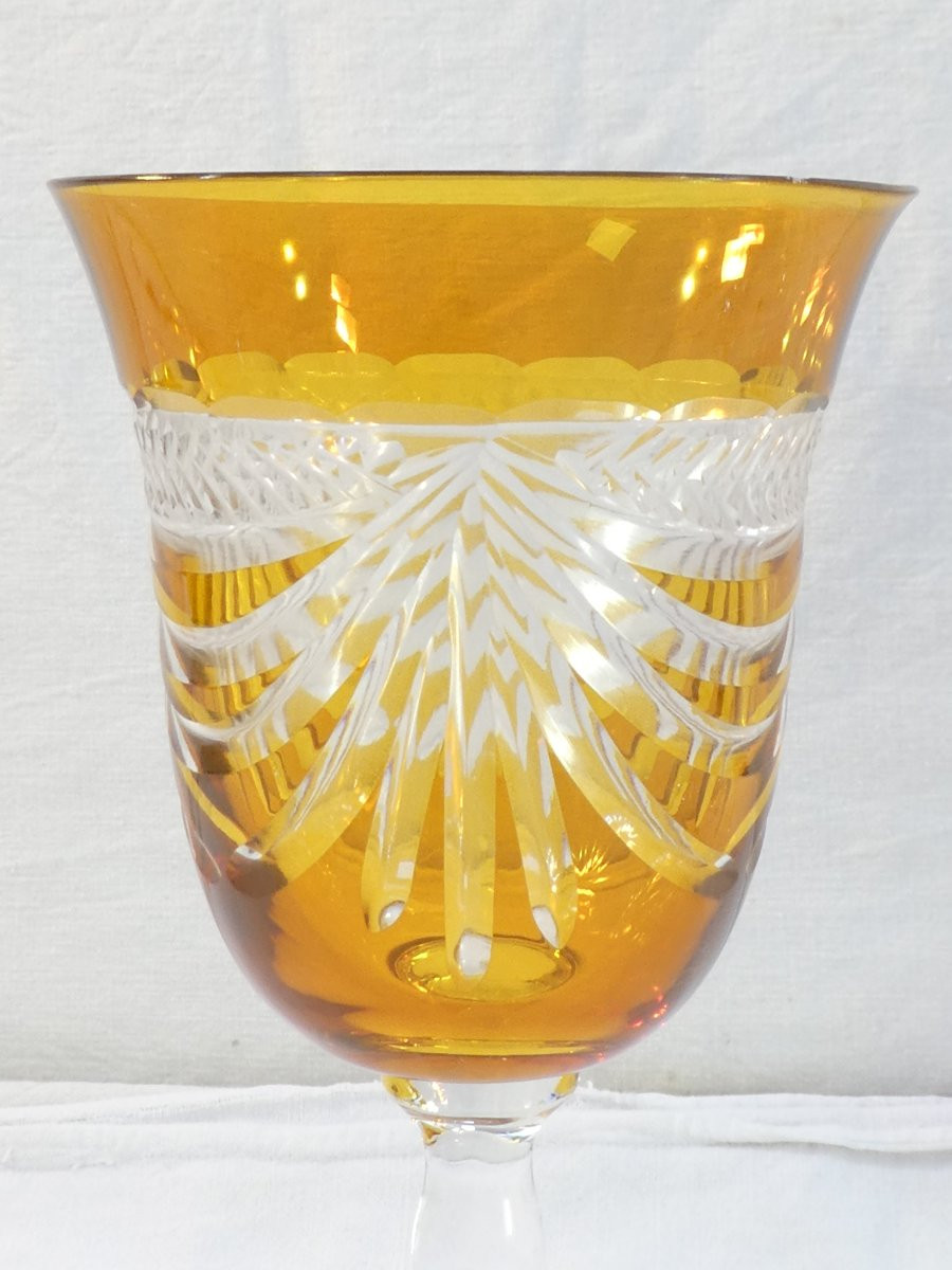 6 Large Colored Glasses Cristallerie De Lorraine-photo-2