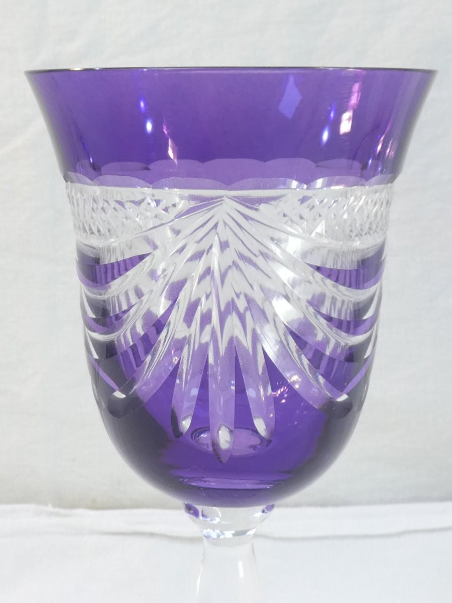 6 Large Colored Glasses Cristallerie De Lorraine-photo-4