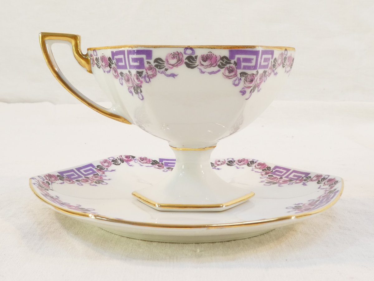 Tête A Tête Coffee Service In Limoges Porcelain From The Art De Deco Period-photo-7