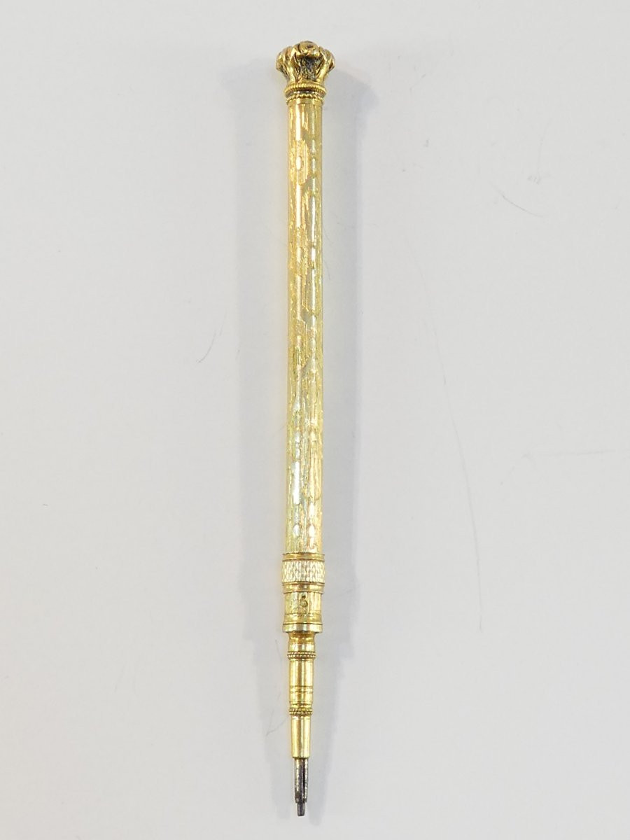 19th Century Silver Vermeil Mechanical Pencil Or Pencil-photo-2
