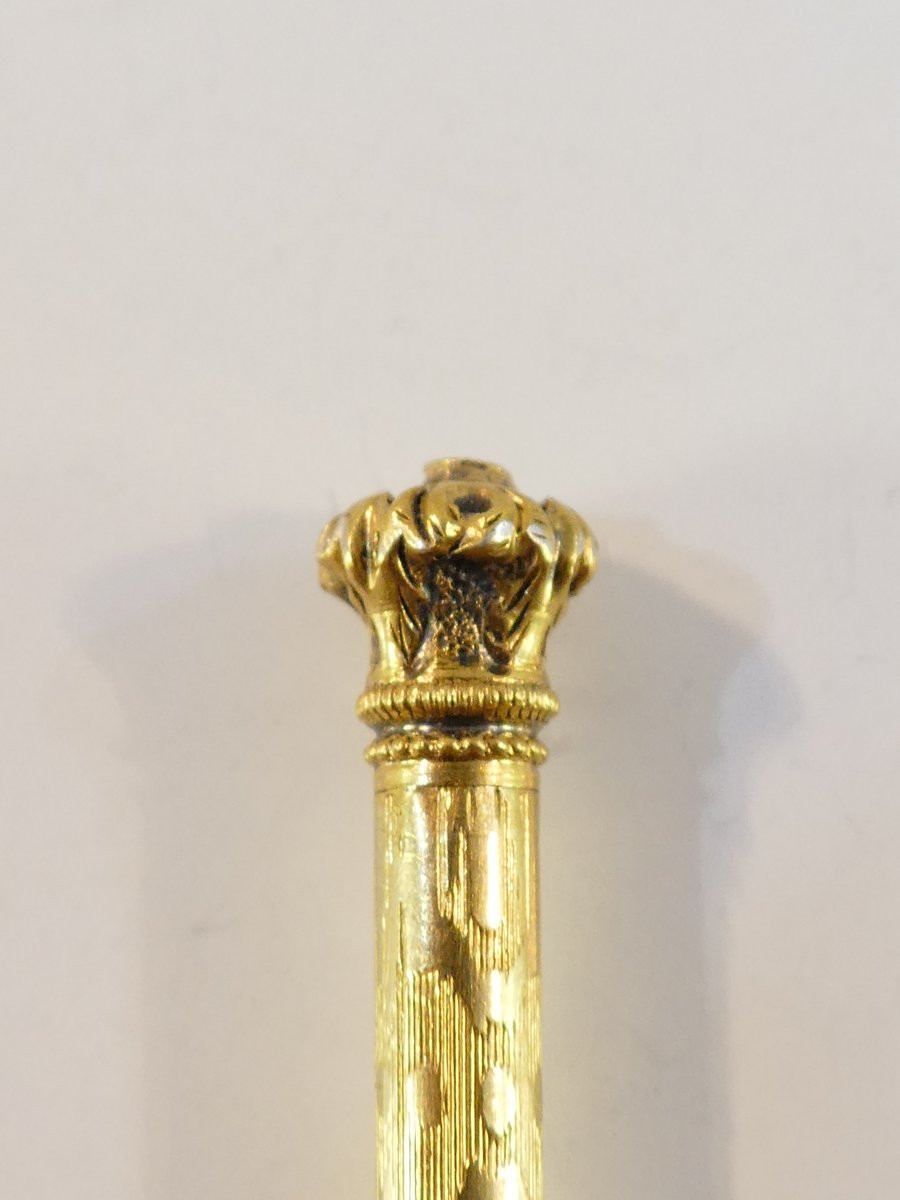19th Century Silver Vermeil Mechanical Pencil Or Pencil-photo-1