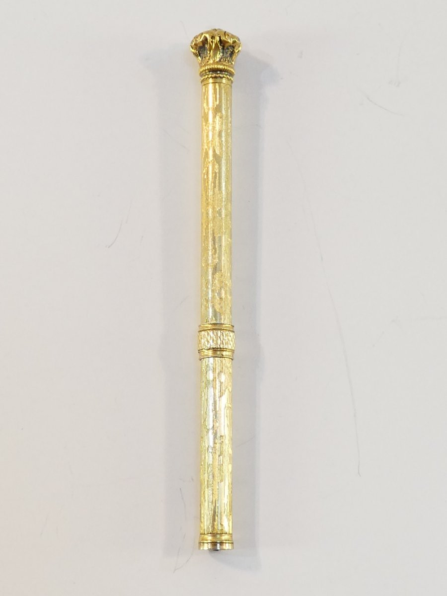 19th Century Silver Vermeil Mechanical Pencil Or Pencil-photo-5