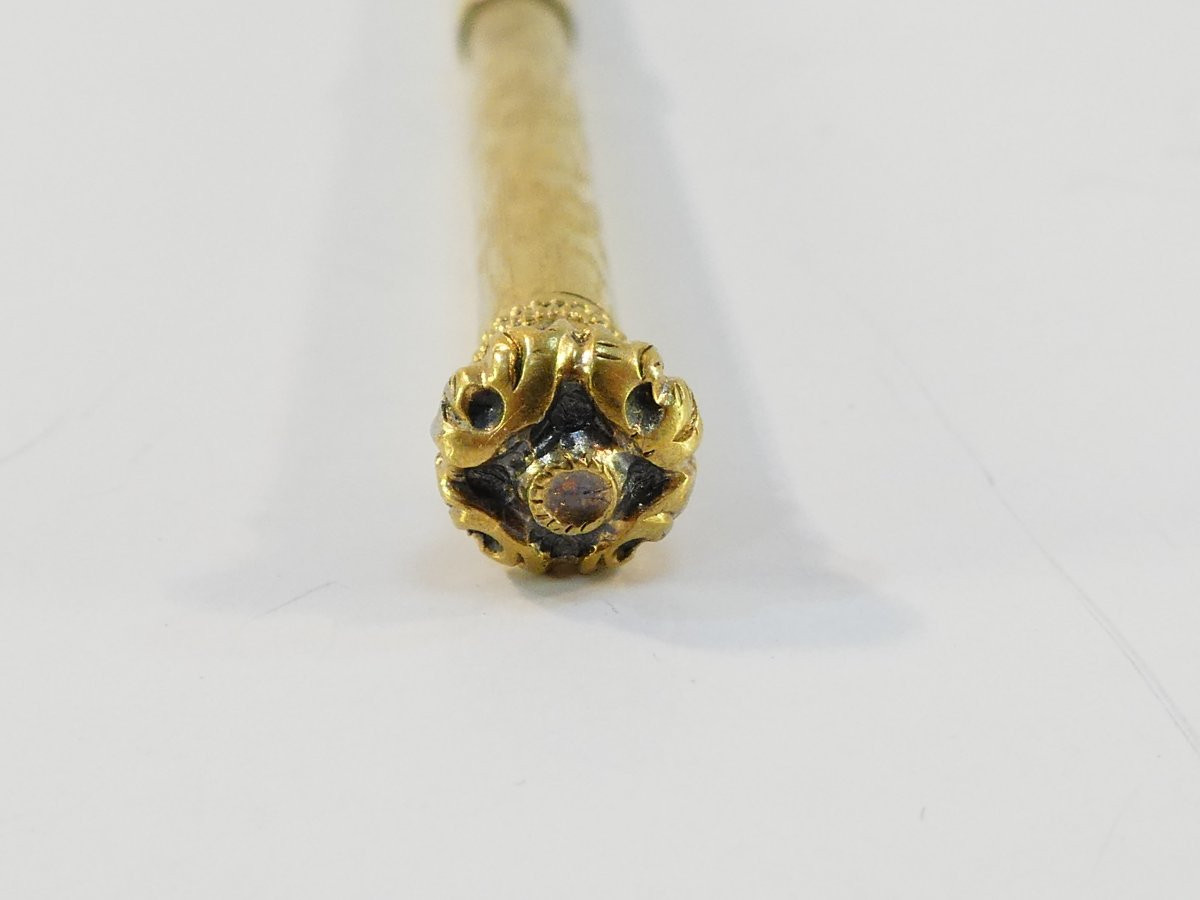 19th Century Silver Vermeil Mechanical Pencil Or Pencil-photo-7