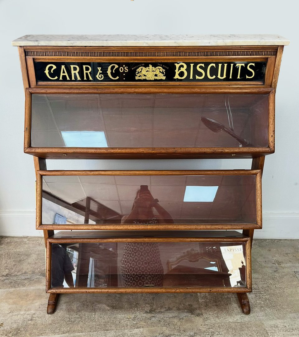 RARE Meuble de Metier Vitrine de présentation "CARR'S & CO BISCUITS" 19eme-photo-2