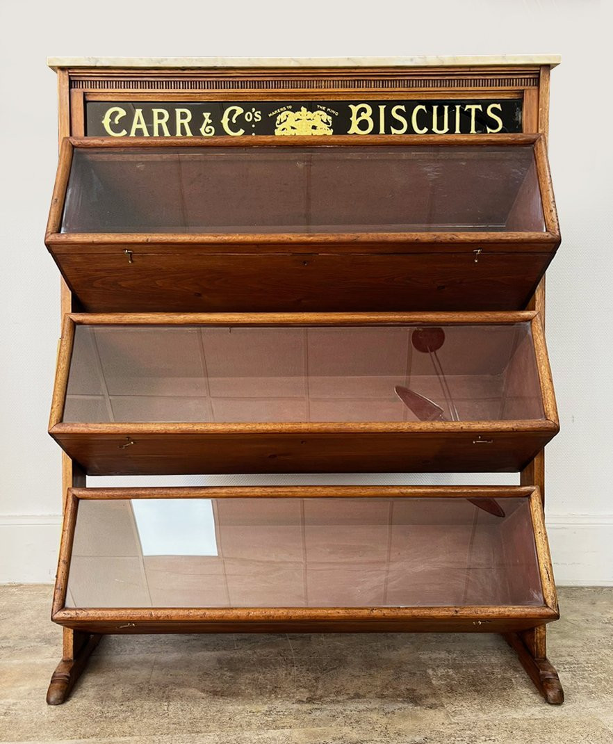 RARE Meuble de Metier Vitrine de présentation "CARR'S & CO BISCUITS" 19eme-photo-3