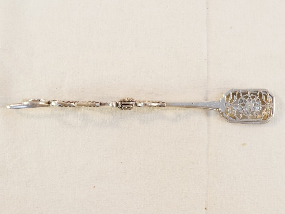 Serving Tongs In Solid Silver, Portugal, 19th Century-photo-5