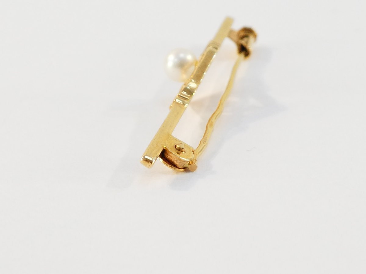 18k Gold Brooch With Real Pearl-photo-4