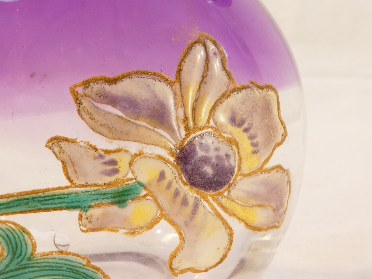 Vase LEGRAS en verre emaillé d'epoque ART NOUVEAU-photo-4