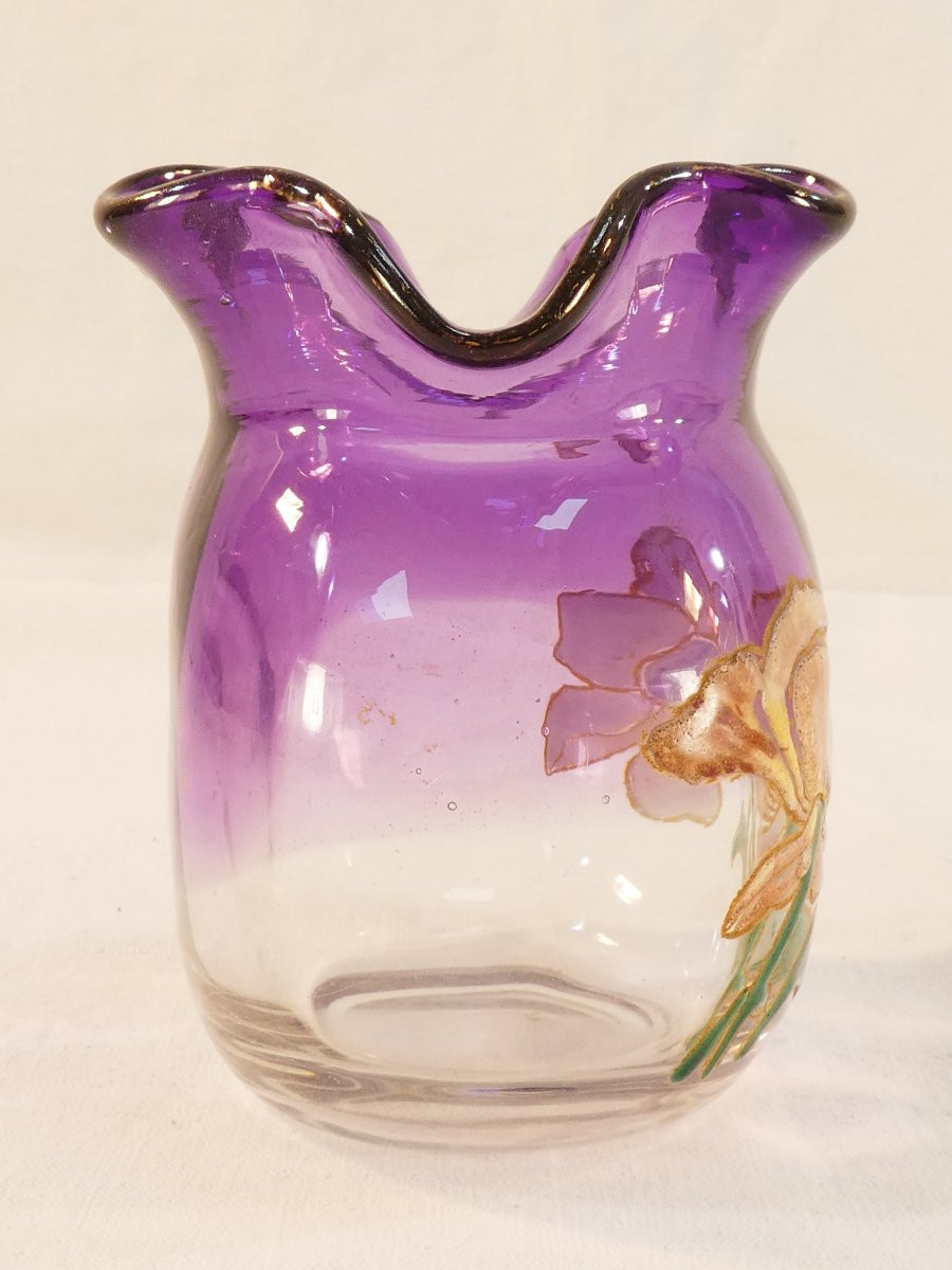 Vase LEGRAS en verre emaillé d'epoque ART NOUVEAU-photo-1