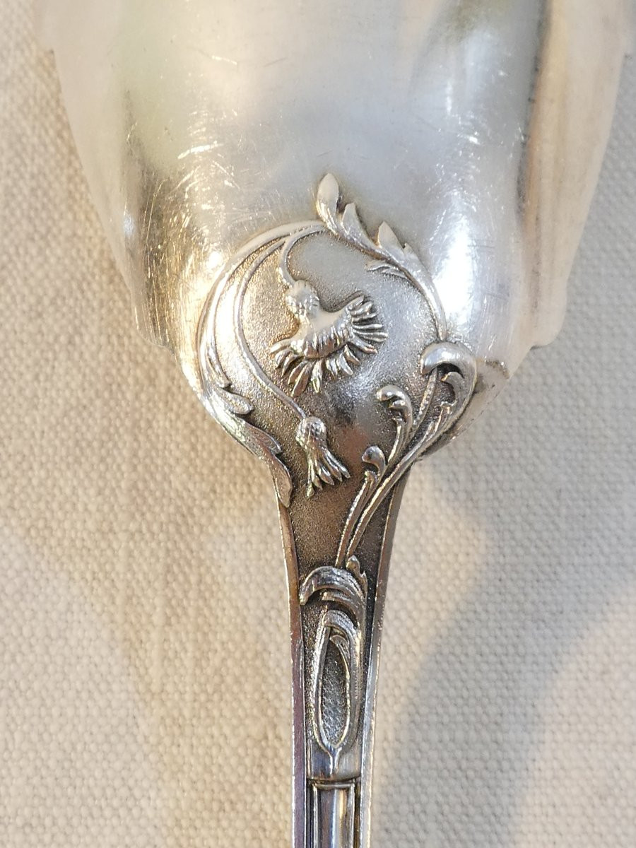Couverts de service a Salade ART NOUVEAU en ARGENT MASSIF-photo-2