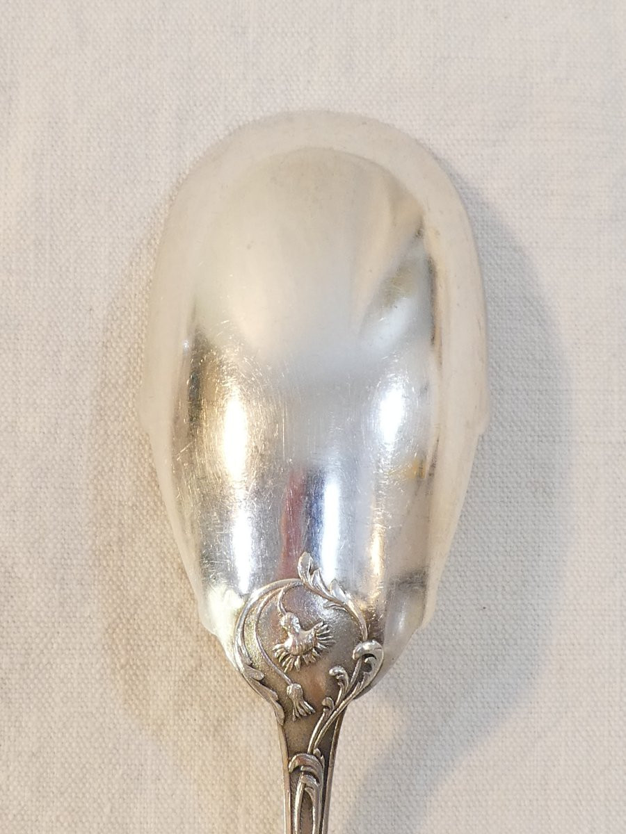 Couverts de service a Salade ART NOUVEAU en ARGENT MASSIF-photo-3