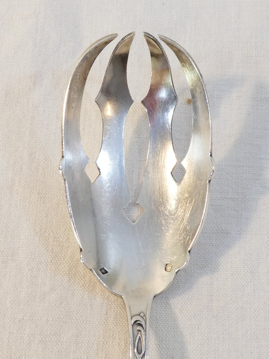 Couverts de service a Salade ART NOUVEAU en ARGENT MASSIF-photo-5