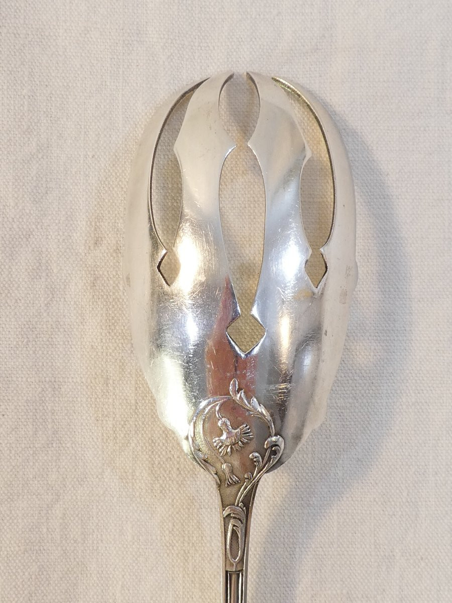 Couverts de service a Salade ART NOUVEAU en ARGENT MASSIF-photo-7