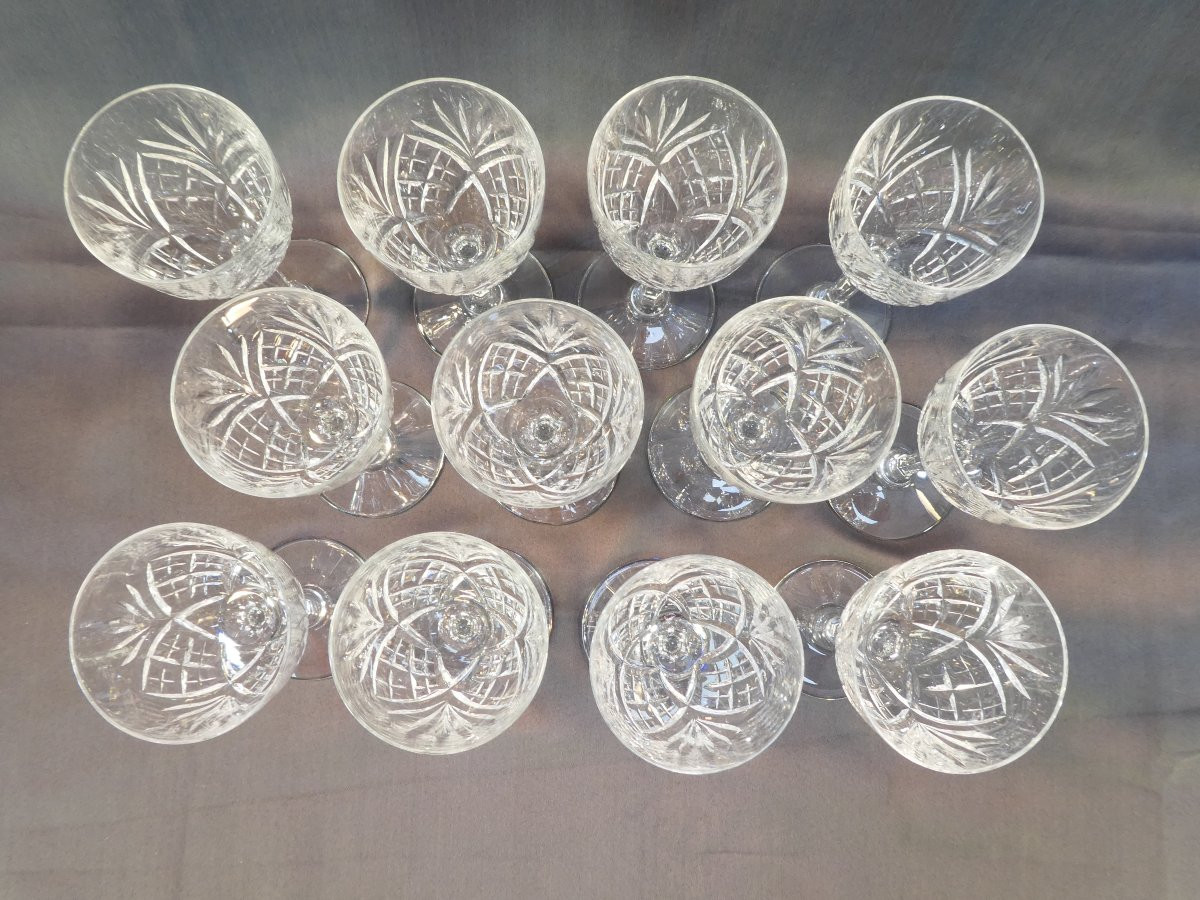 CRISTAL de SAINT-LOUIS 12 verres a Vin rouge modele CHANTILLY 17,5 cm-photo-3