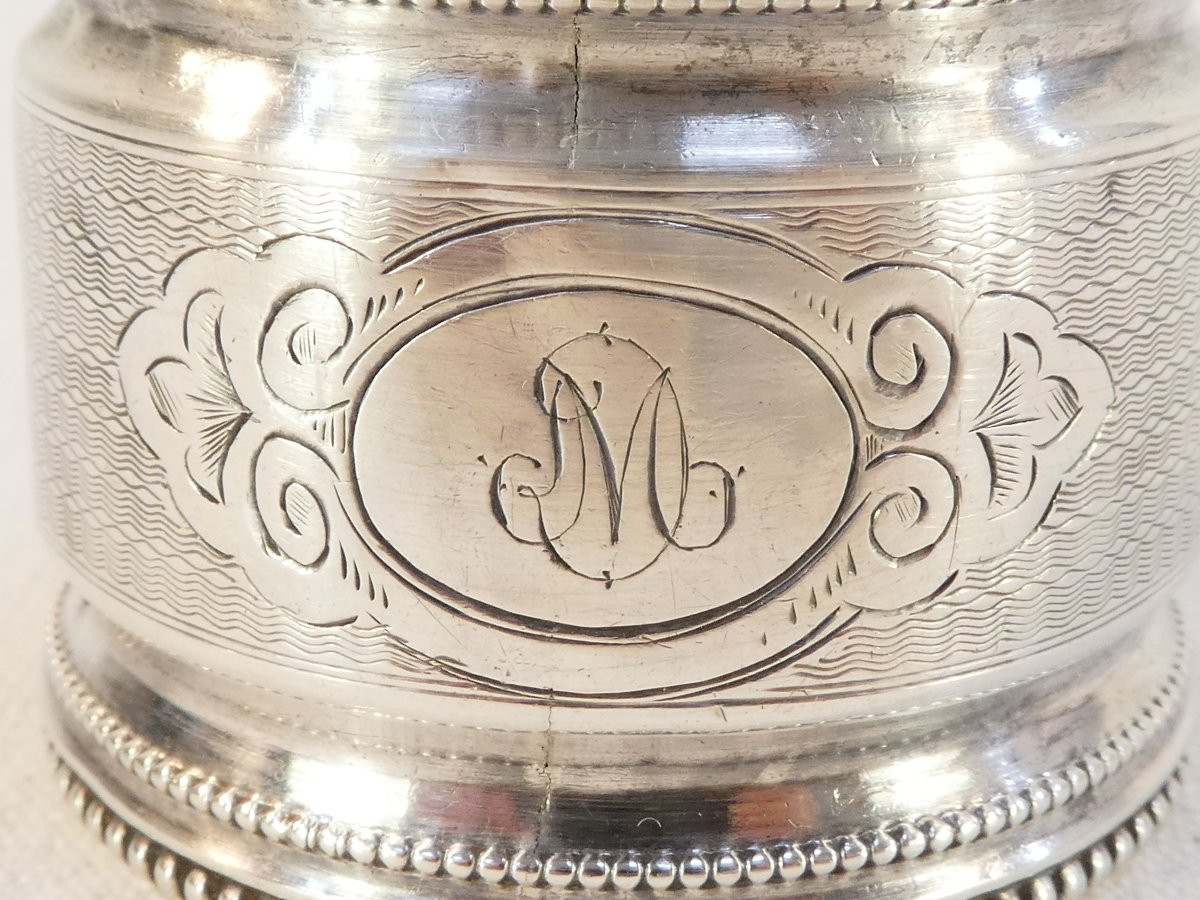 19th Century Solid Silver Napkin Ring With Md Number-photo-3