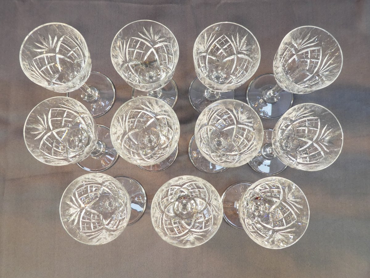 Cristal De Saint-louis 11 White Wine Glasses Chantilly Model 15.3 Cm-photo-2