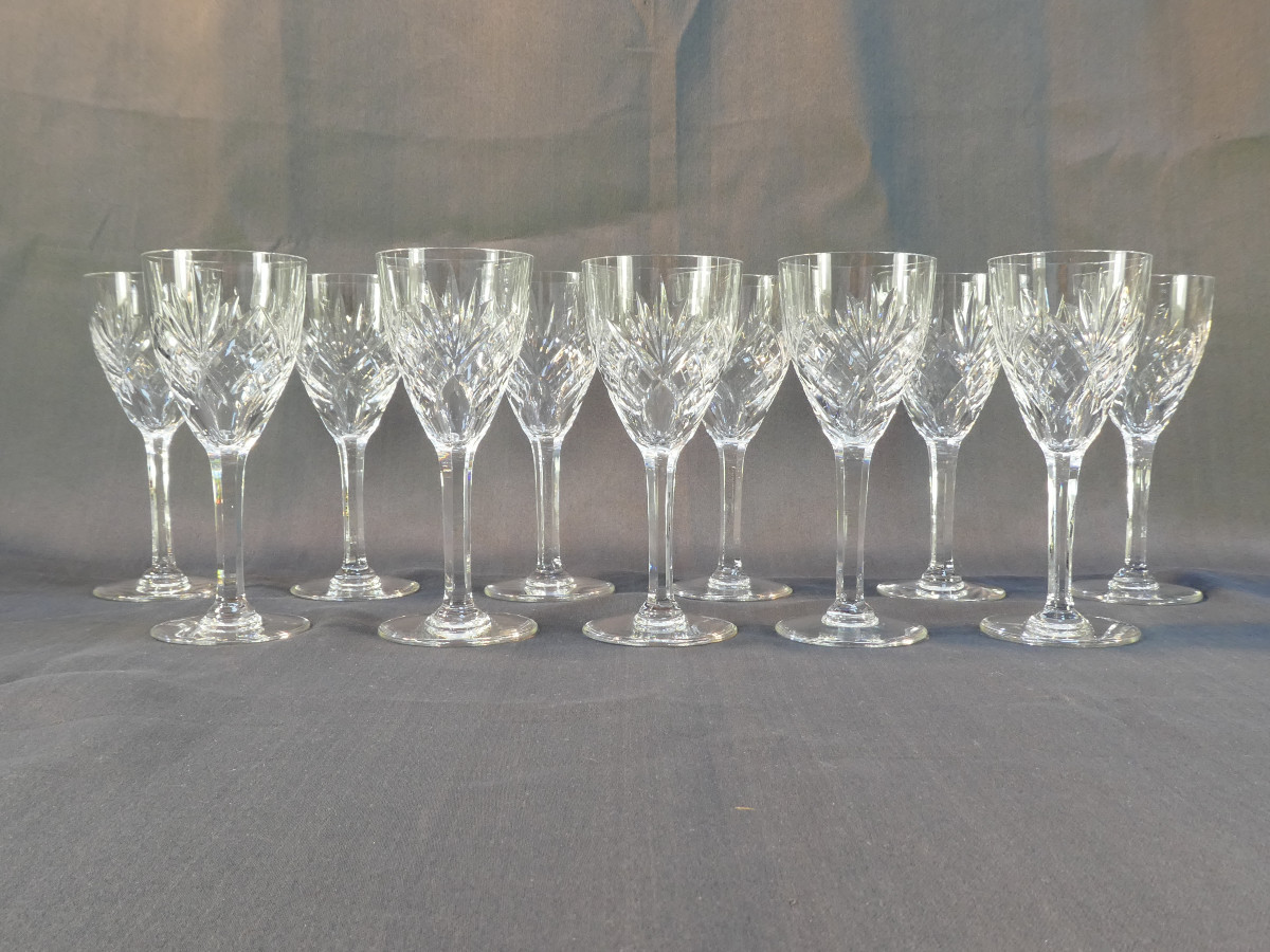 Cristal De Saint-louis 11 White Wine Glasses Chantilly Model 15.3 Cm
