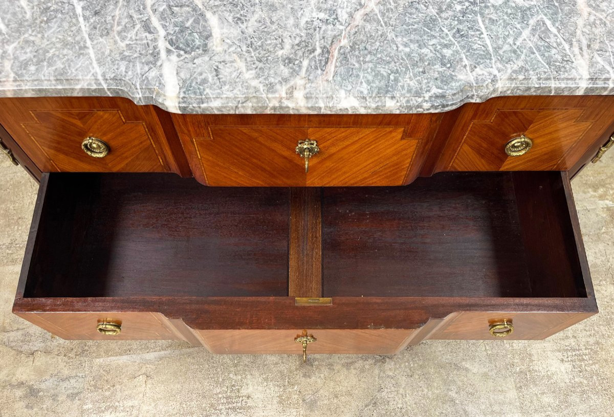 Transitional Style Marquetry Commode Stamped Francois Daidé-photo-4