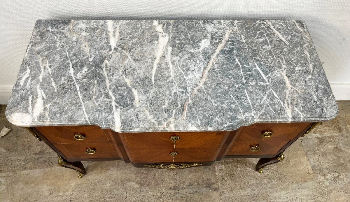 Transitional Style Marquetry Commode Stamped Francois Daidé-photo-5