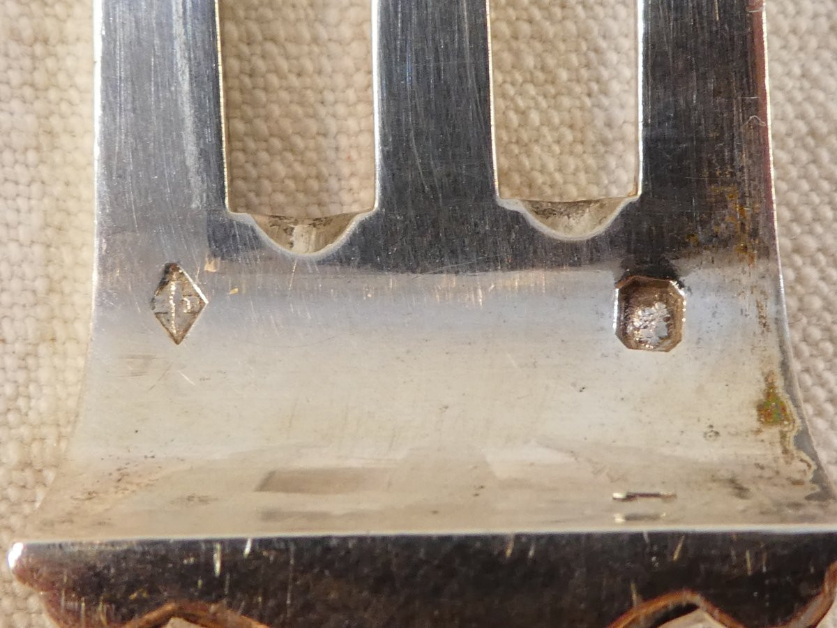 Couverts de service á découper en ARGENT MASSIF epoque 19eme-photo-4