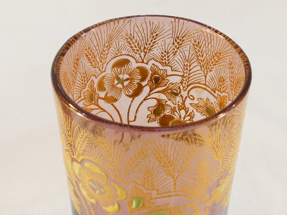 Pair Of Legras Vases In Enameled Glass From The Art Nouveau Period, Decorated With Anemones-photo-4