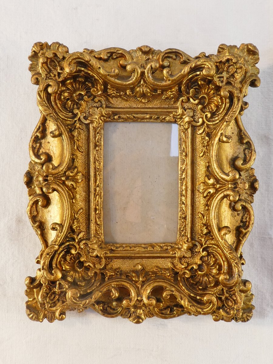 Paire de cadre photo en bois et stuc doré d'epoque 19eme-photo-2
