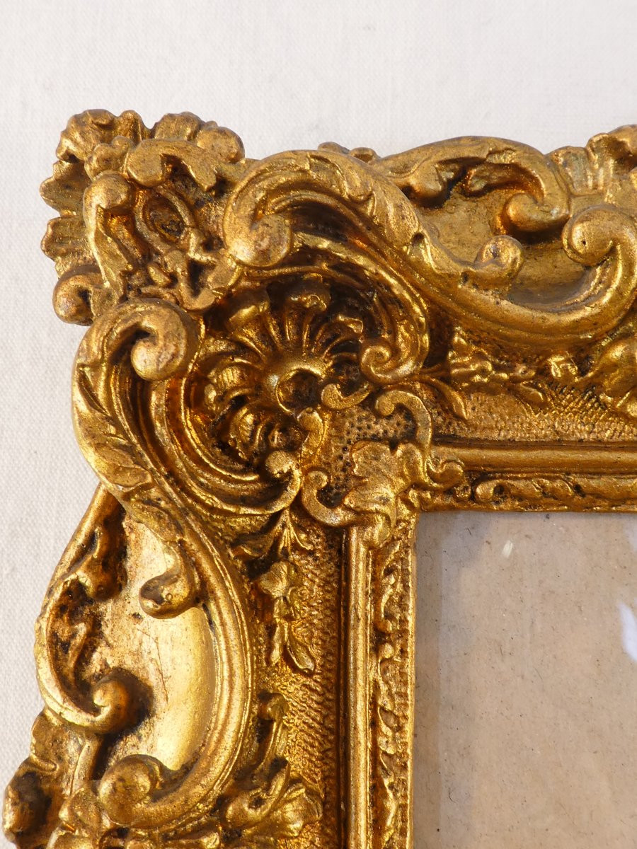Paire de cadre photo en bois et stuc doré d'epoque 19eme-photo-3