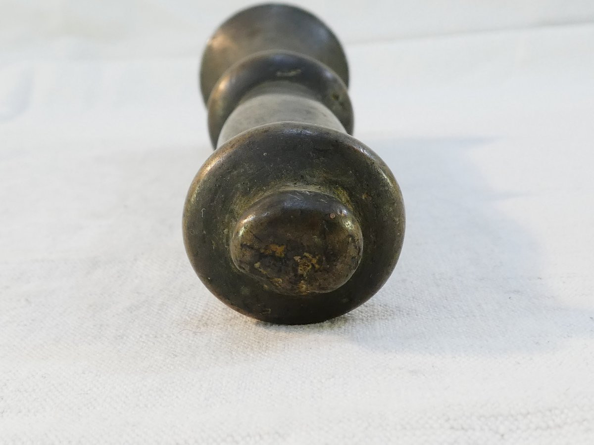 Ancien MORTIER ou PILON en bronze d’apothicaire du 17eme ou 18eme siecle-photo-7