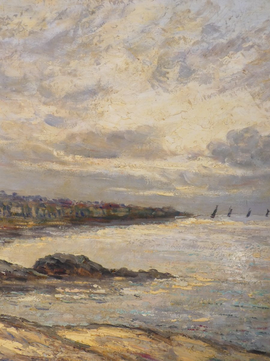 Grand tableau signé EMILE BREYSSE bords de mer a GRANVILLE-photo-4