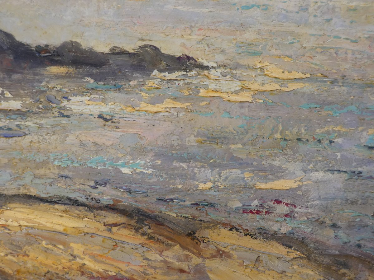 Grand tableau signé EMILE BREYSSE bords de mer a GRANVILLE-photo-1