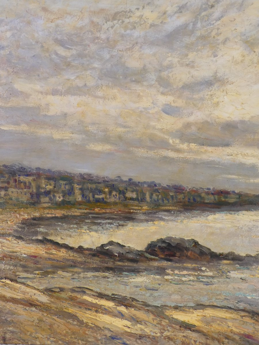 Grand tableau signé EMILE BREYSSE bords de mer a GRANVILLE-photo-2