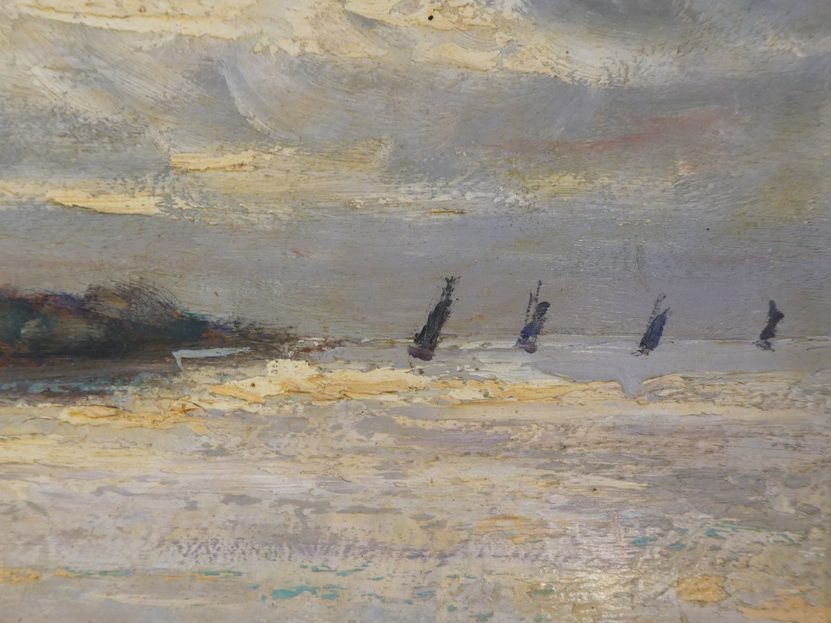 Grand tableau signé EMILE BREYSSE bords de mer a GRANVILLE-photo-4