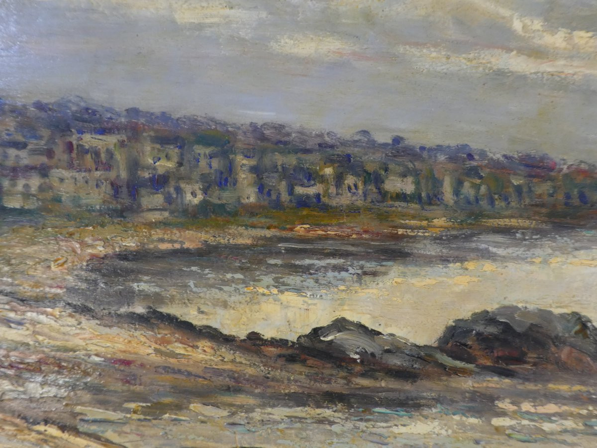 Grand tableau signé EMILE BREYSSE bords de mer a GRANVILLE-photo-5