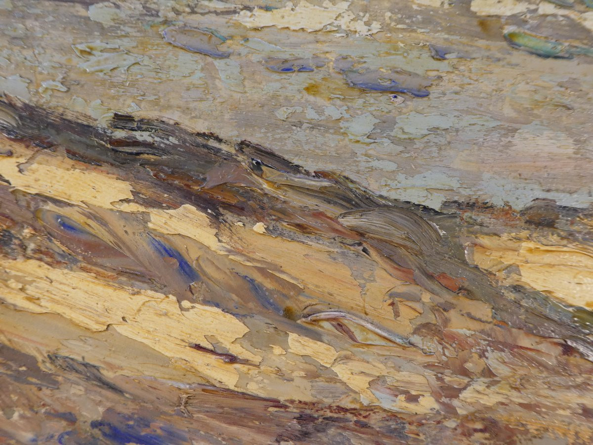 Grand tableau signé EMILE BREYSSE bords de mer a GRANVILLE-photo-6