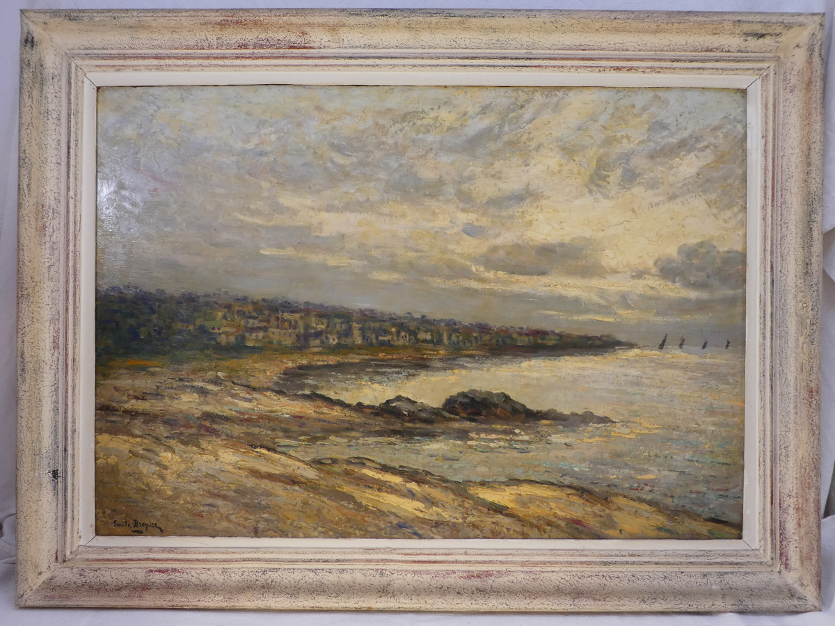 Grand tableau signé EMILE BREYSSE bords de mer a GRANVILLE