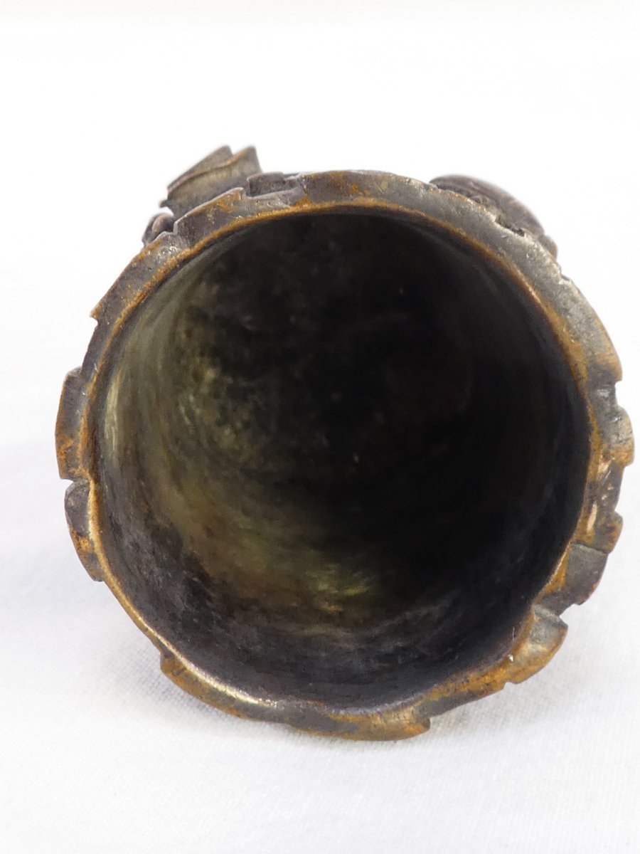 Bronze Art Nouveau Insects On A Tree Trunk-photo-6