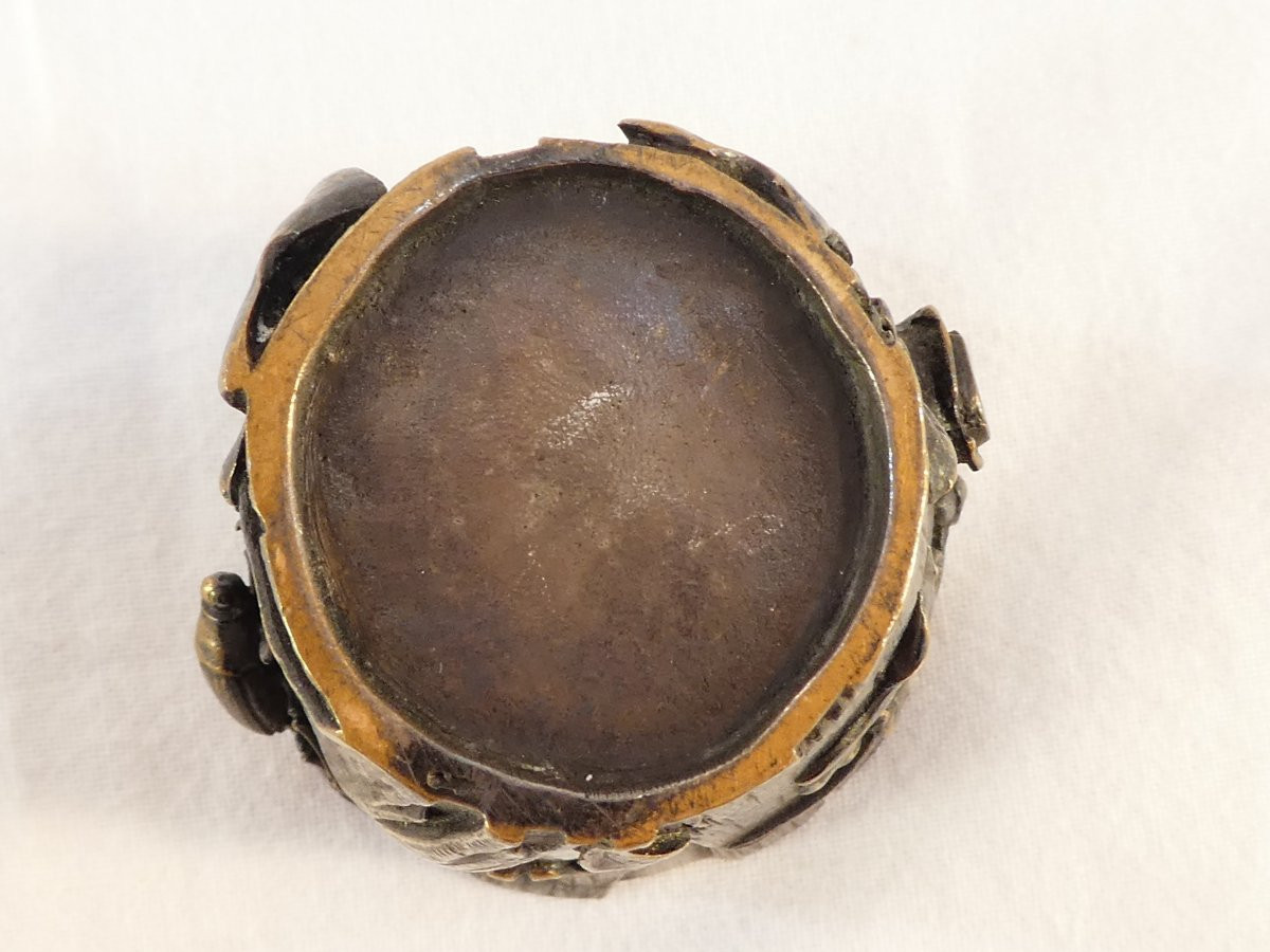 Bronze Art Nouveau Insects On A Tree Trunk-photo-7