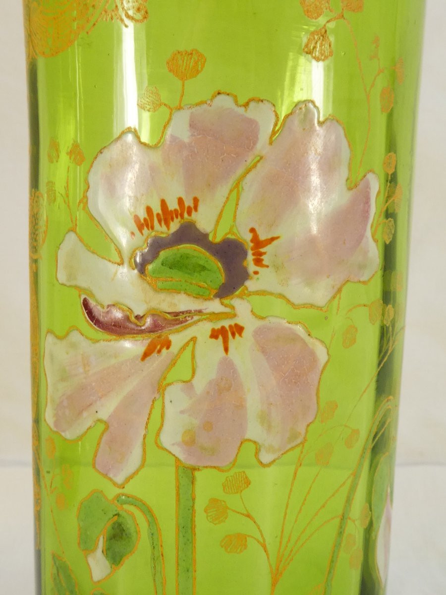 Paire de Vases LEGRAS en verre emaillé d'epoque ART NOUVEAU décor aux anémones-photo-3