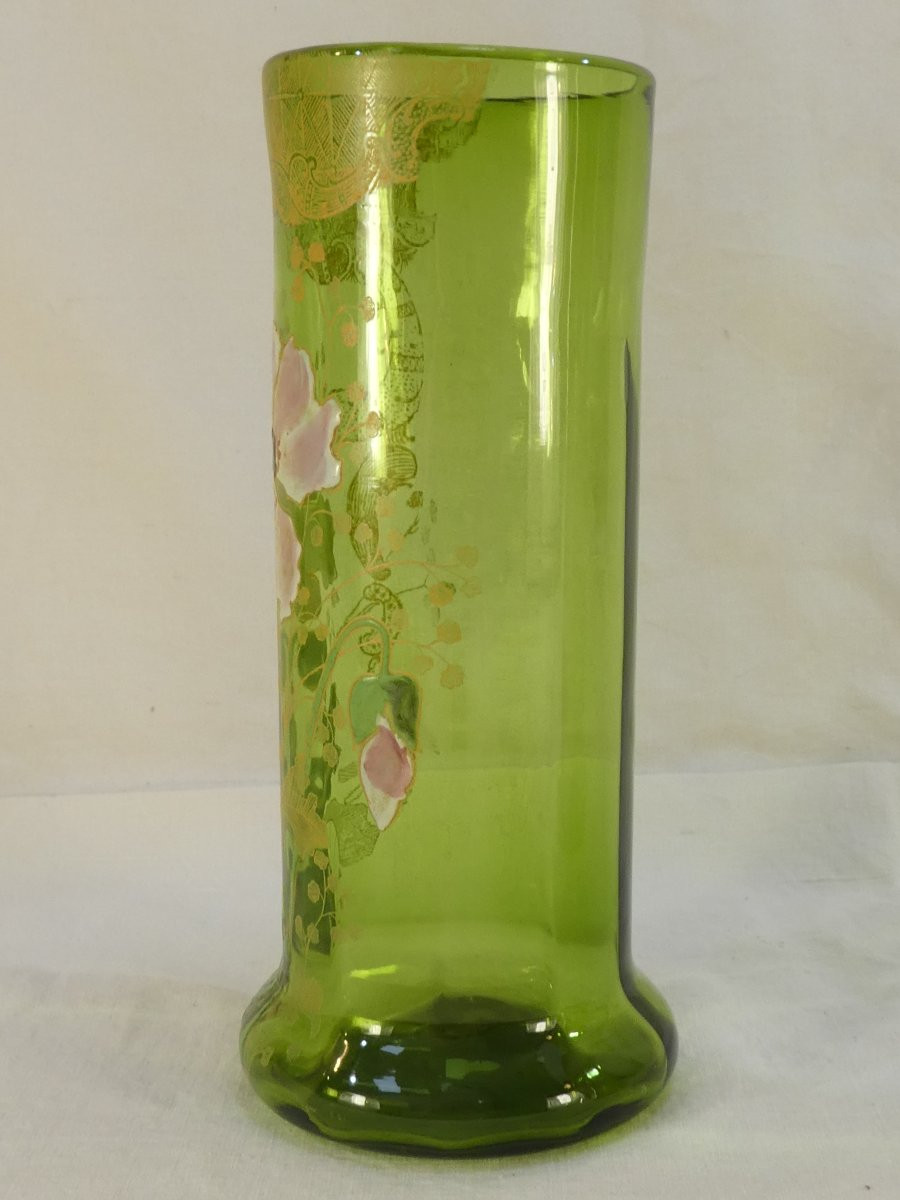 Paire de Vases LEGRAS en verre emaillé d'epoque ART NOUVEAU décor aux anémones-photo-7