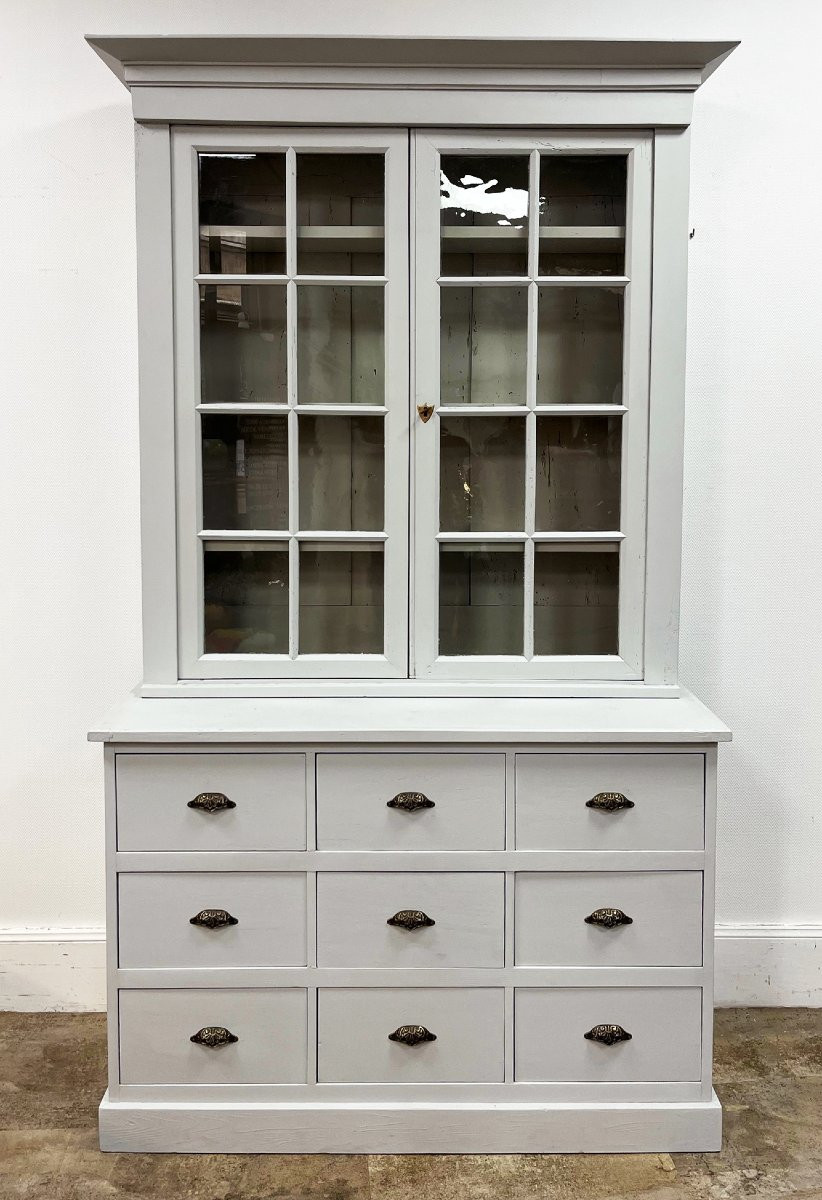 Painted Glass-fronted Drawer Unit-photo-2