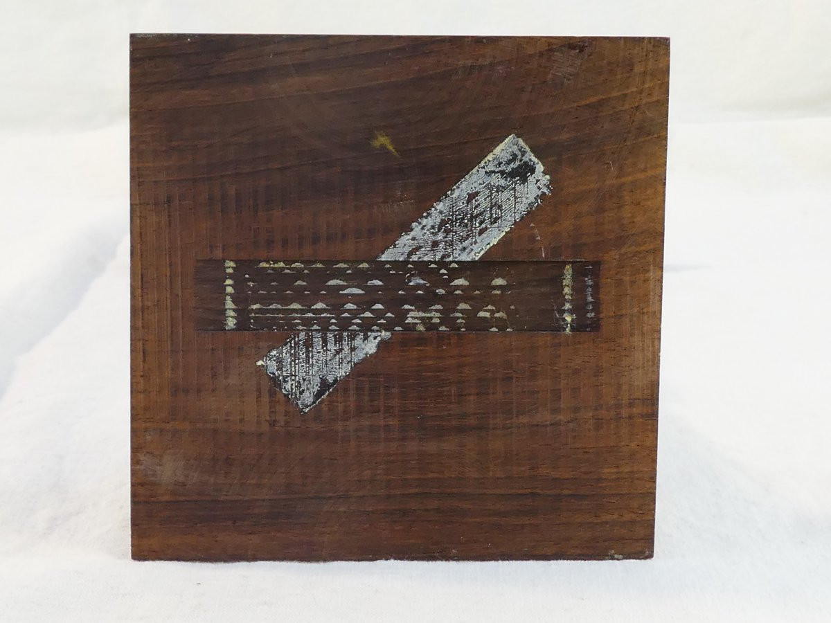 Jean Lambert Rucki Crucifix En Bronze Croix Sur Socle En Palissandre-photo-5