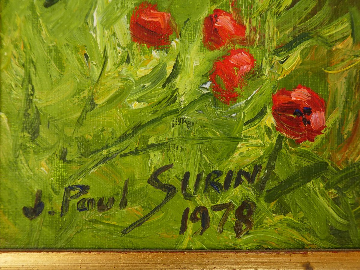 Jean-Paul SURIN - CUEILLETTE DES COQUELICOTS - Huile sur toile-photo-2