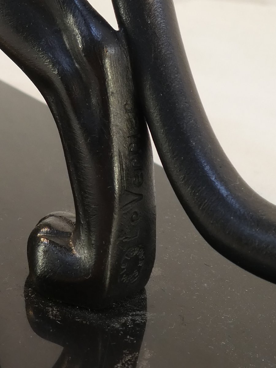 Art Deco Style Sculpture Panther Black Patina Uganda Max Le Verrier-photo-3